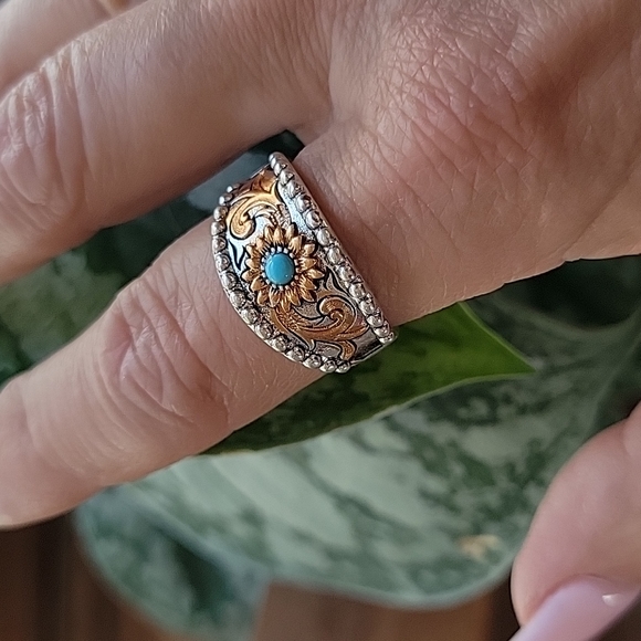 Hand Crafted Jewelry - Western Sunflower Ring, S925